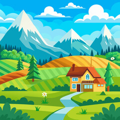 rural landscape with houses