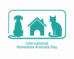 Poster of social advertising. Appeal for responsibility for your pets. International Homeless Animals Day – August 21, 2021. the silhouette of a dog and a cat. Pet adoption.