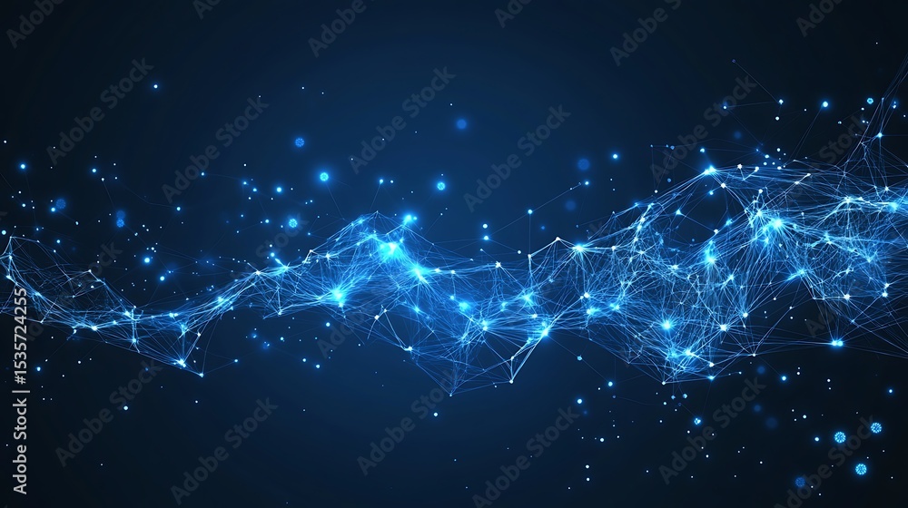 Aufkleber Abstract Network Structure with Glowing Nodes on a Transparent Background