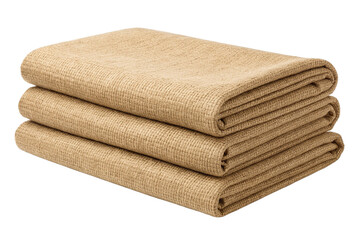 Jute Hot Place Mat and Folded Blankets Isolated on White Background