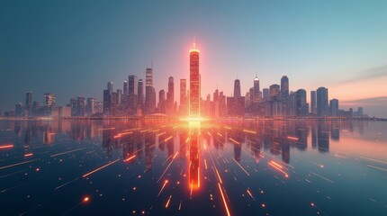 Minimalist skyline background showing embedded data security in architecture for business websites.