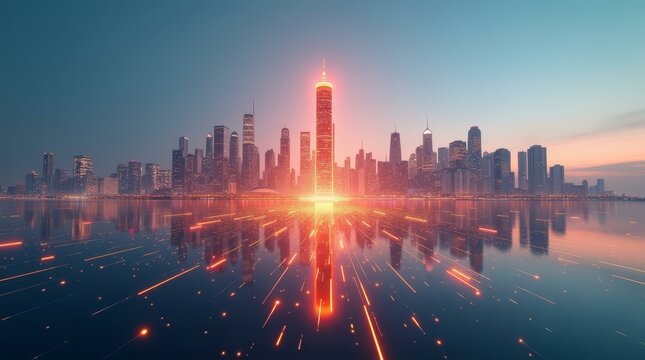 Minimalist skyline background showing embedded data security in architecture for business websites.