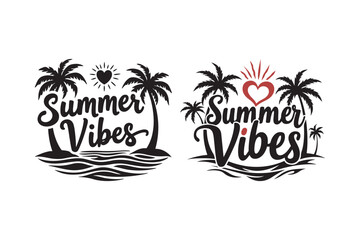 Naklejka premium Summer Vibes Tropical Island Graphics