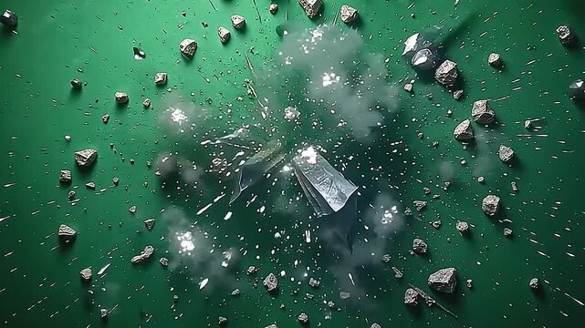 angstrom strong burst of burst metal rubble pitch ingest direct along angstrom textured park background, beam brilliant metal fragment scatter wildly with luminous reflections.