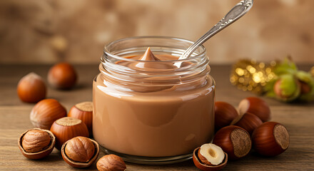 hazelnut cream on white background