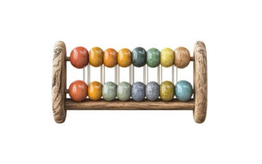 Classic wooden abacus featuring vibrant counting beads in traditional design isolated on transparent background PNG