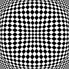 Abstract Geometric Checked Black and White Pattern with 3D Illusion Effect. Convex Textured Background.