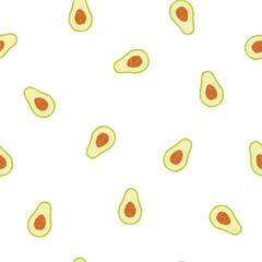 Hand drawn avocado, vector seamless pattern. Design for fabric, gift wrapping paper, clothing, textile, surface textures, scrapbook. Vector illustration.