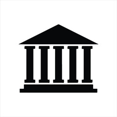 Fototapeta premium ancient building icon vector silhouette on white background.