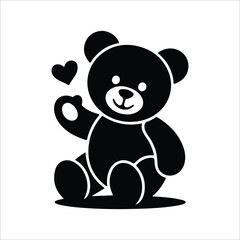 teddy bear icon vector silhouette on white background.