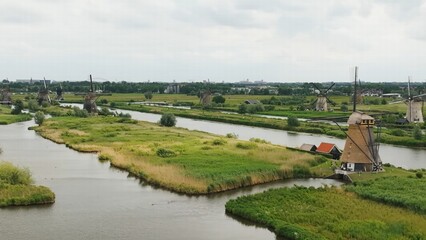 dutch landscape with the river in the netherlands