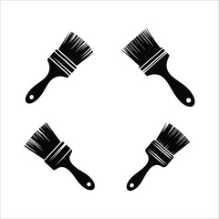 paintbrush icon set vector silhouette on white background.