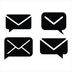 email icon set vector silhouette on white background.