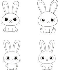 Fototapeta premium set of funny cartoon rabbits