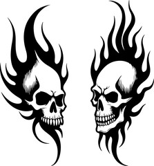 Obraz premium Tribal Skull and Abstract Tattoo Designs