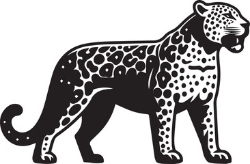 Black and White Jaguar Vector Illustration – Minimalist Wild Cat Silhouette Art	
