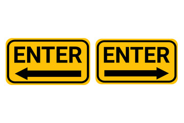 Enter Sign PNG – Yellow Directional Arrow Entry Signs Left and Right