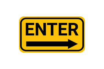Right Arrow Enter Sign PNG – Yellow Entry Direction Indicator Graphic
