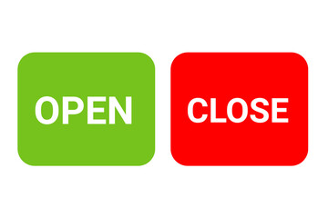 Open Close Button Sign PNG – Green and Red Rounded Labels for Status