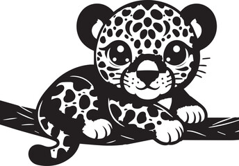 Black and White Jaguar Vector Illustration – Minimalist Wild Cat Silhouette Art	