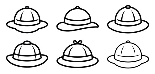 Six Different Styles of Pith Helmet Illustrations ©  Creative Stock Bd