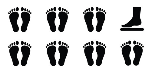 Collection of Black Footprints and Foot Icon Set