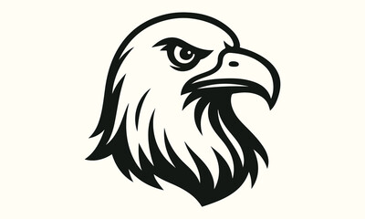 Fierce Hawk Head Vector Illustration in Bold Line Art Style