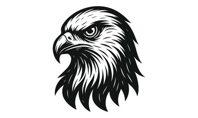 Fierce Hawk Head Vector Illustration in Bold Line Art Style