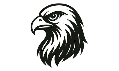 Fierce Hawk Head Vector Illustration in Bold Line Art Style