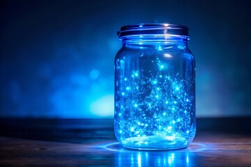 glass jar blue lighting