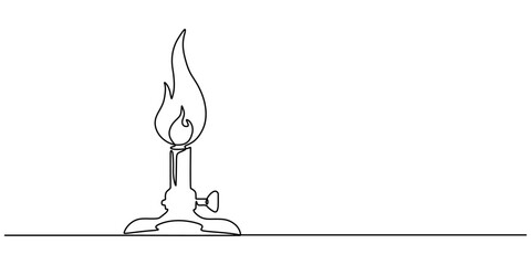 Chemistry Equipment Bunsen Burner Drawing, Bunsen burner - Laboratory equipment and tools object, one line drawing continuous design, vector illustration for science and education, bunsen burner one.