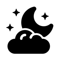 Night Glyph Icon. Single icon, glyph vector icon