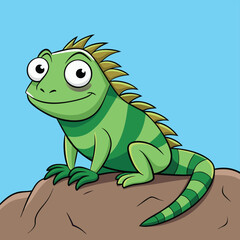Fototapeta premium A curious iguana perched on an invisible rock, watching its surroundings with focus.