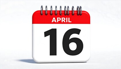 3D calendar square April 16