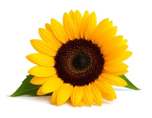 Obraz premium Single sunflower against white (1)