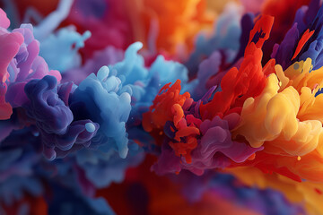 Fototapeta premium Energetic explosion of artistic tools and symbols in an abstract space.