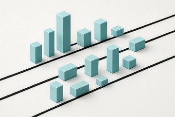 Fototapeta premium Colorful geometric bar chart design with blocks and black lines, minimalistic layout, abstract representation of data or progress, modern design