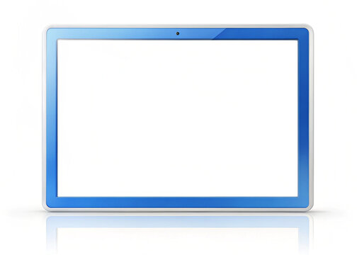 Isolated Blue and White Tablet Frame with Transparent Screen for UI/UX Mockups, Ads, and Digital Content