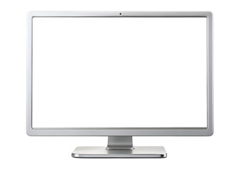 Sleek and Clean Silver Display Monitor Featuring an Empty White Screen, Perfect for Presentations, Web Design, and Application Mockups.