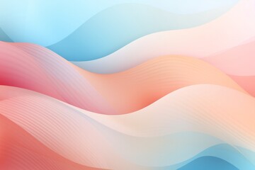 Abstract wave illustration featuring soft gradients in blue, pink, and coral hues, creating a fluid and dynamic background with a sense of movement and tranquility