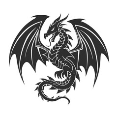 Majestic Dragon Vector Art Featuring Intricate Details and Powerful Wings Positioned on a Clean White Background