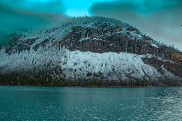 Grassy Lake. Alberta. Canada. Lake in the Rocky Mountains. Famous tourist routes.