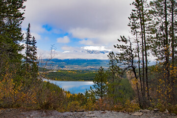 Grassy Lake. Alberta. Canada. Lake in the Rocky Mountains. Famous tourist routes.