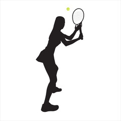 tennis woman player silhouette in game position