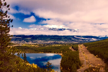 Grassy Lake. Alberta. Canada. Lake in the Rocky Mountains. Famous tourist routes.