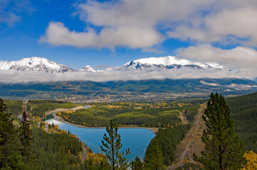 Grassy Lake. Alberta. Canada. Lake in the Rocky Mountains. Famous tourist routes.