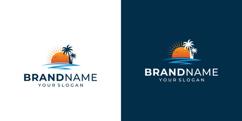 Fototapeta premium Beach Sunset Logo Vector Art, Sunset Logo Stock Illustrations, Sunset Logo Stock Illustrations, Vectors & Clipart