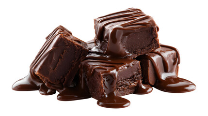 Obraz premium Delicious Chocolate Brownies Drizzled with Melted Chocolate