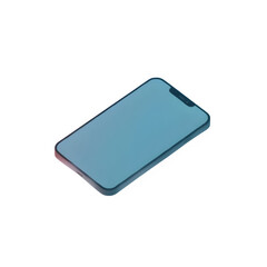 "Isometric smartphone transparent background PNG image &ndash; photorealistic black phone with blank screen, foggy atmosphere, terracotta and teal tones for design use"

