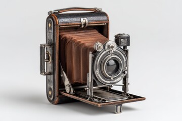 Vintage camera resting elegantly on a smooth surface showcasing timeless photography design
